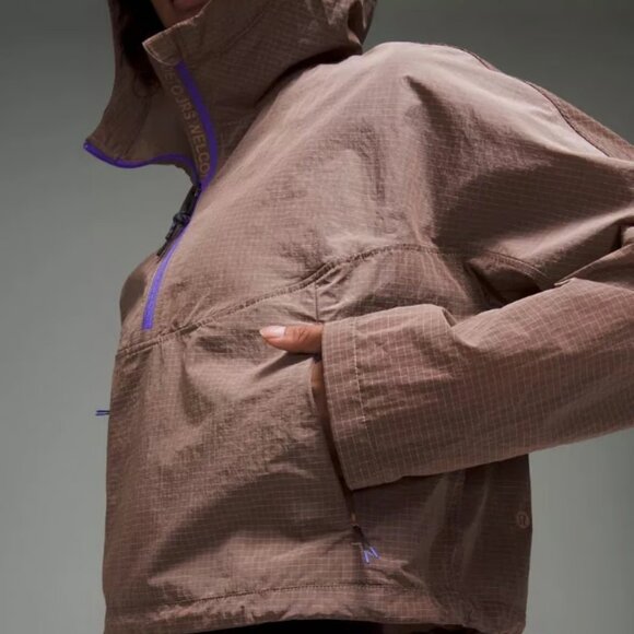 Lululemon Women's Brown Cinch-Back Half Zip Crop Pullover Hiking Jacket Size 4 - Picture 1 of 8
